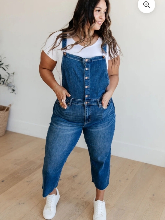 Judy Blue Denim - Plus Size Button-Front Denim Overalls - Blue